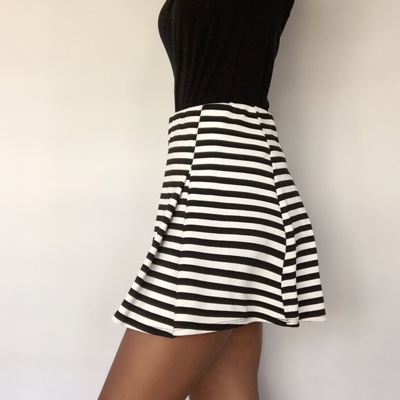 Striped High Waist Skirt A-Line Painted Threads S - Picture 3 of 8